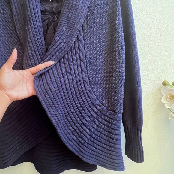Lilly Pulitzer Navy Blue Open Front Knit Preppy Cardigan Sweater Coastal Size S - Picture 3 of 7